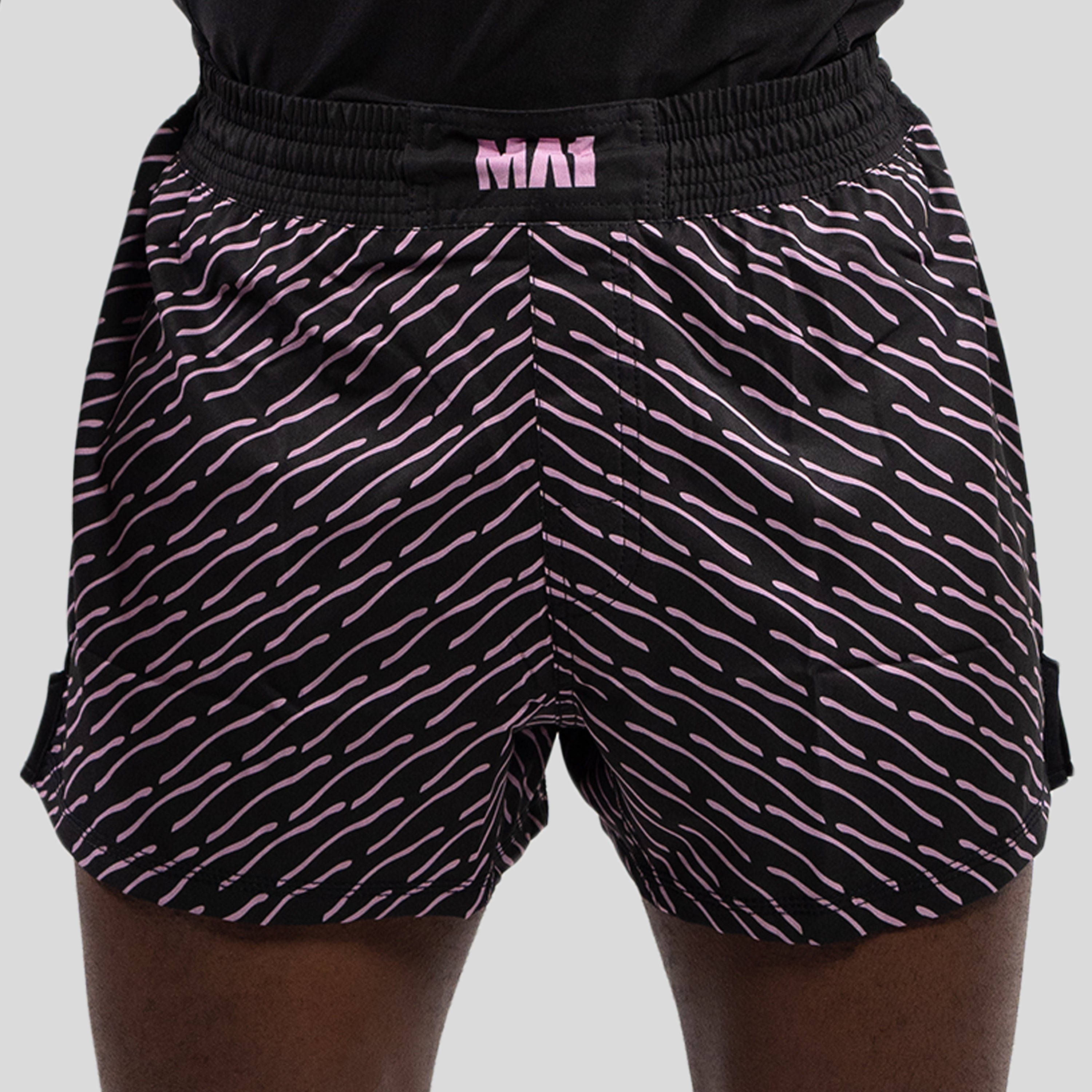 MA1 PINK AND BLACK PATTERNED MMA SHORTS