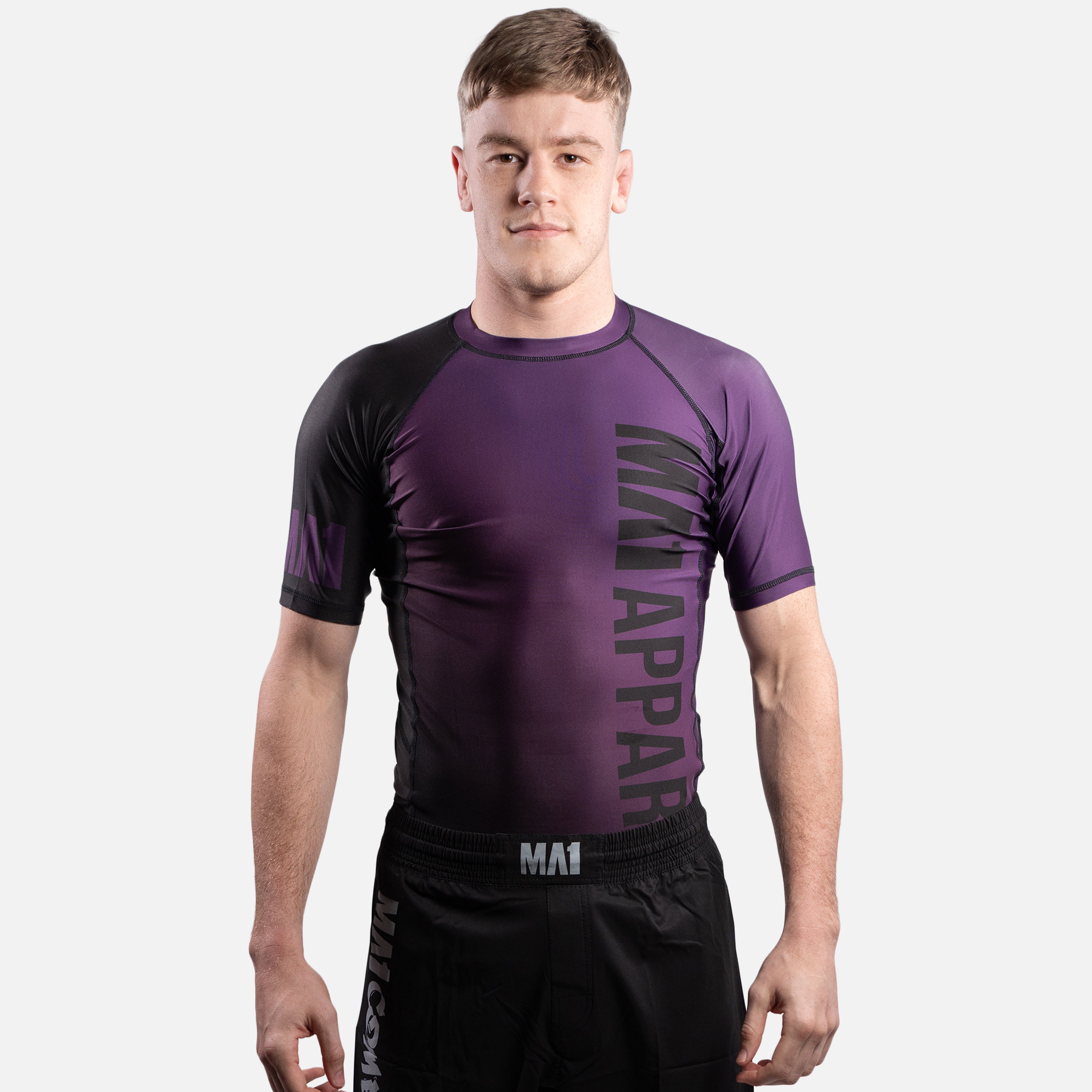 MA1 Short Sleeve Rash Guard - Gradient Purple