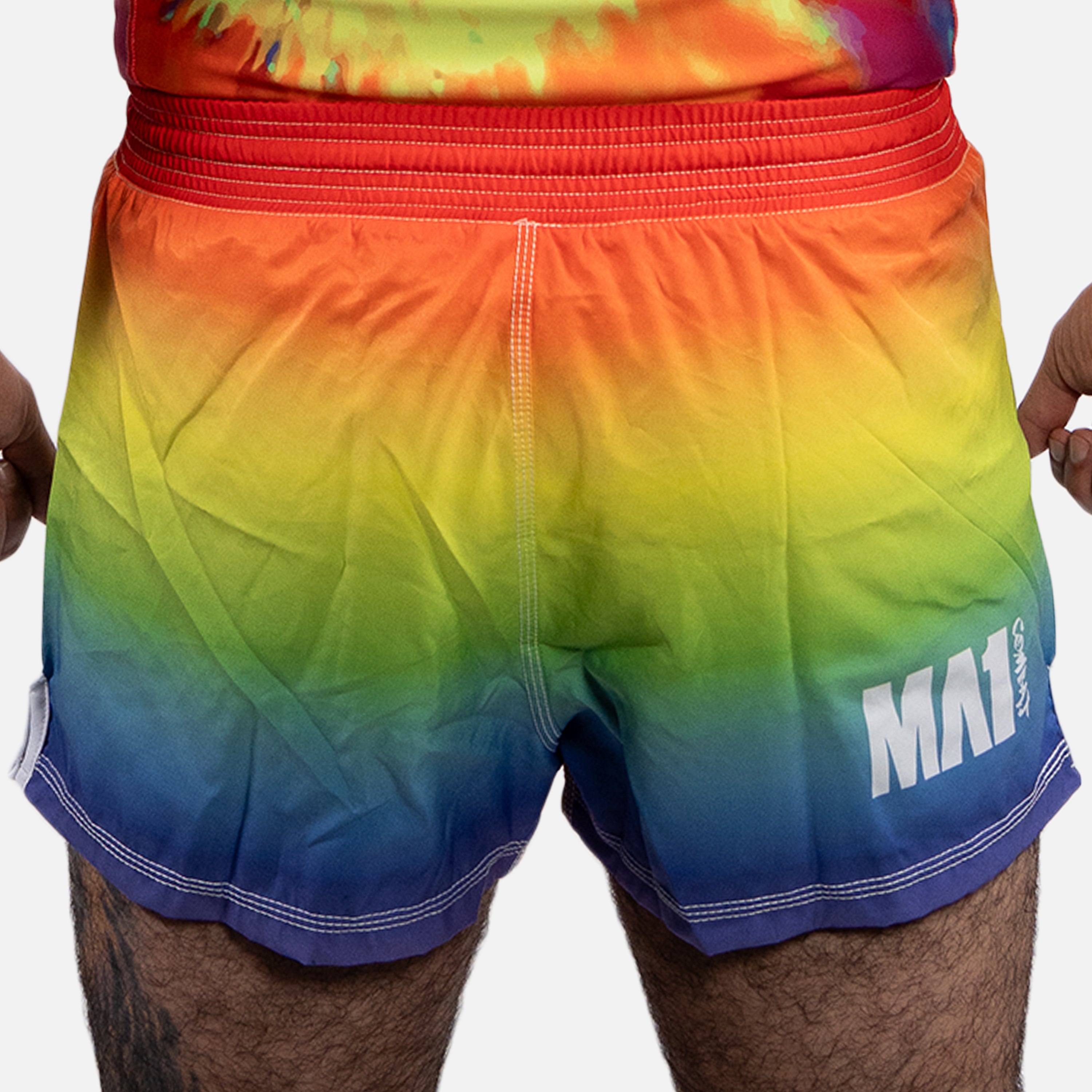 MA1 Rainbow Slim Fit High Cut MMA Shorts