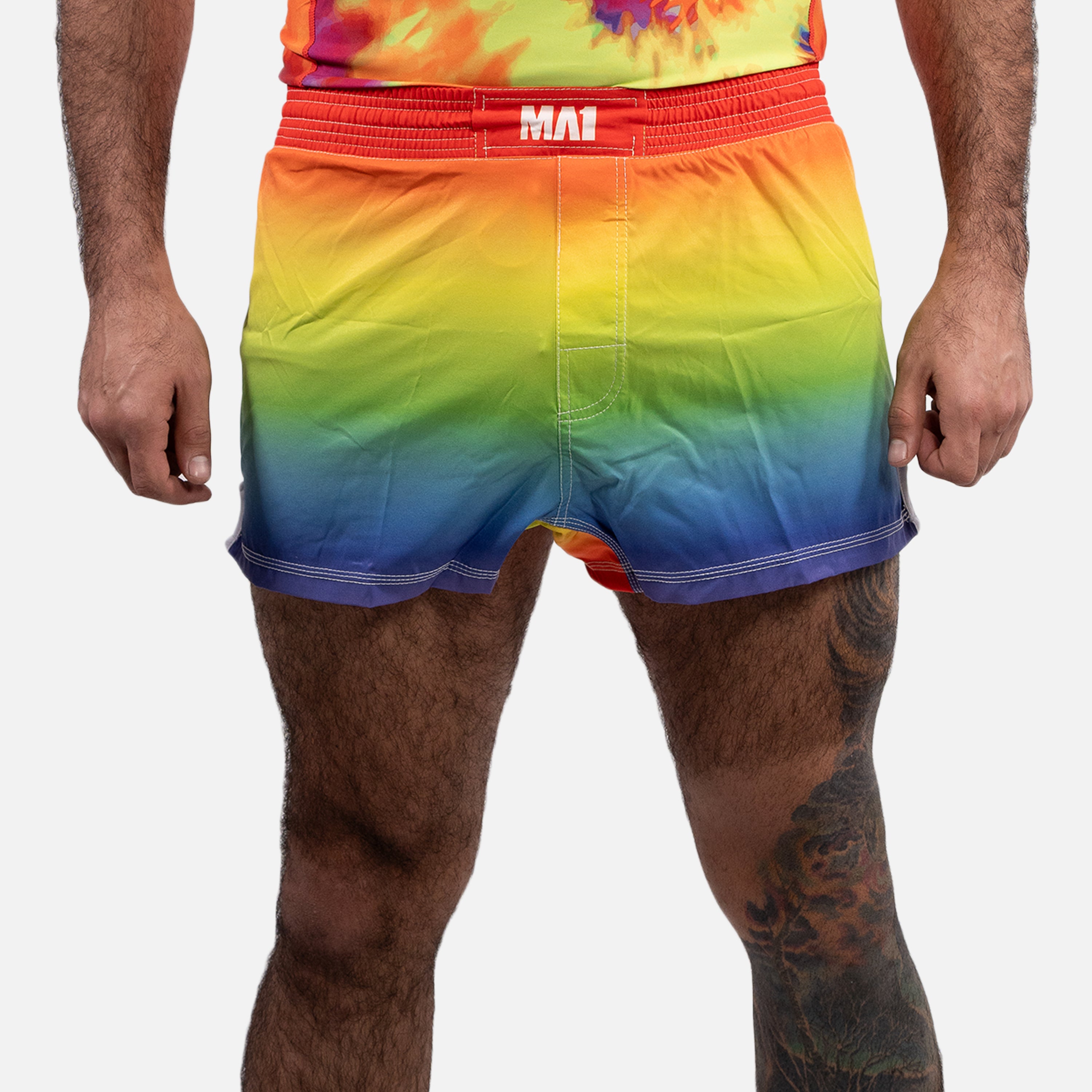 MA1 Rainbow Slim Fit High Cut MMA Shorts