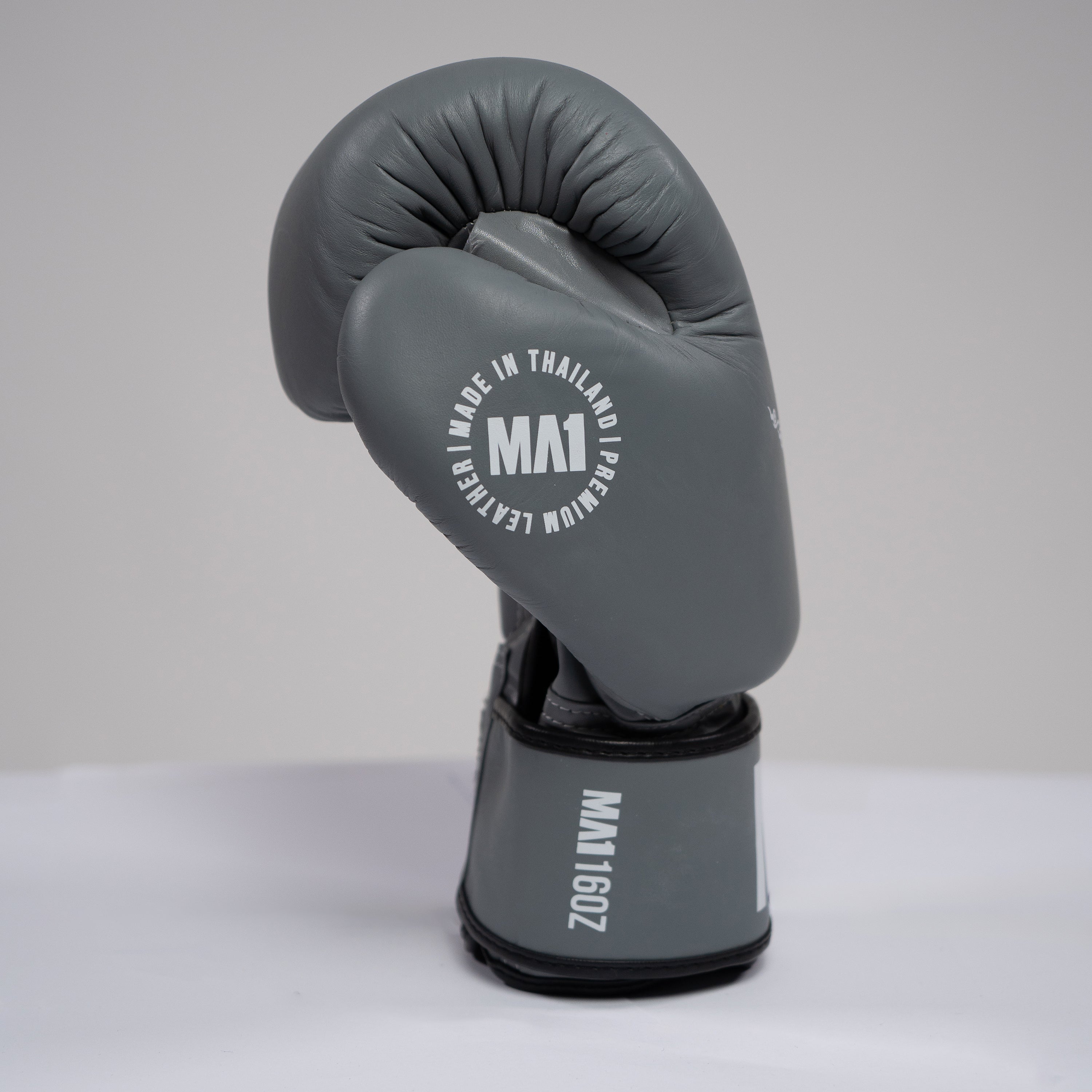 MA1 Thai Made Grey White Leather Boxing Gloves