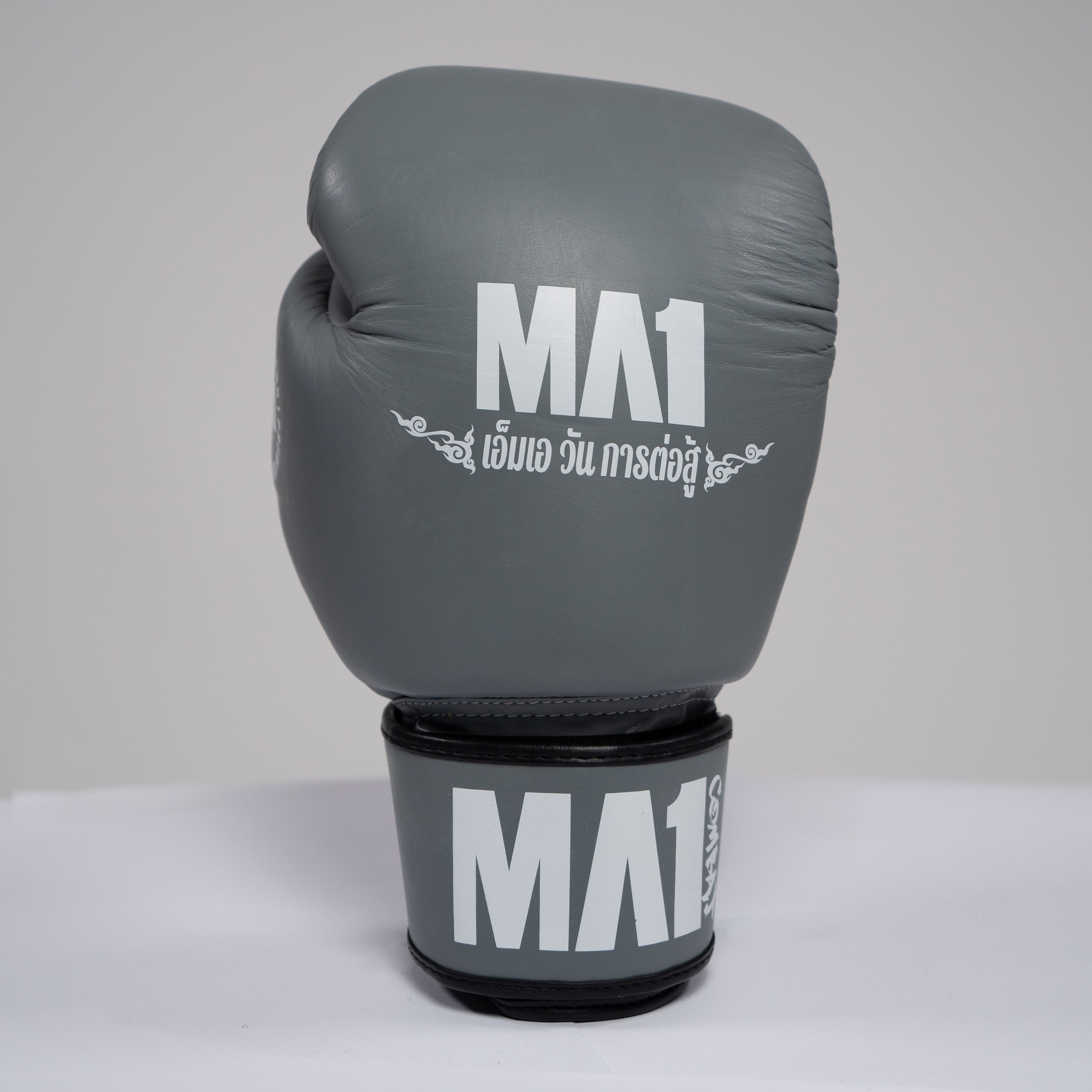 MA1 Thai Made Grey White Leather Boxing Gloves