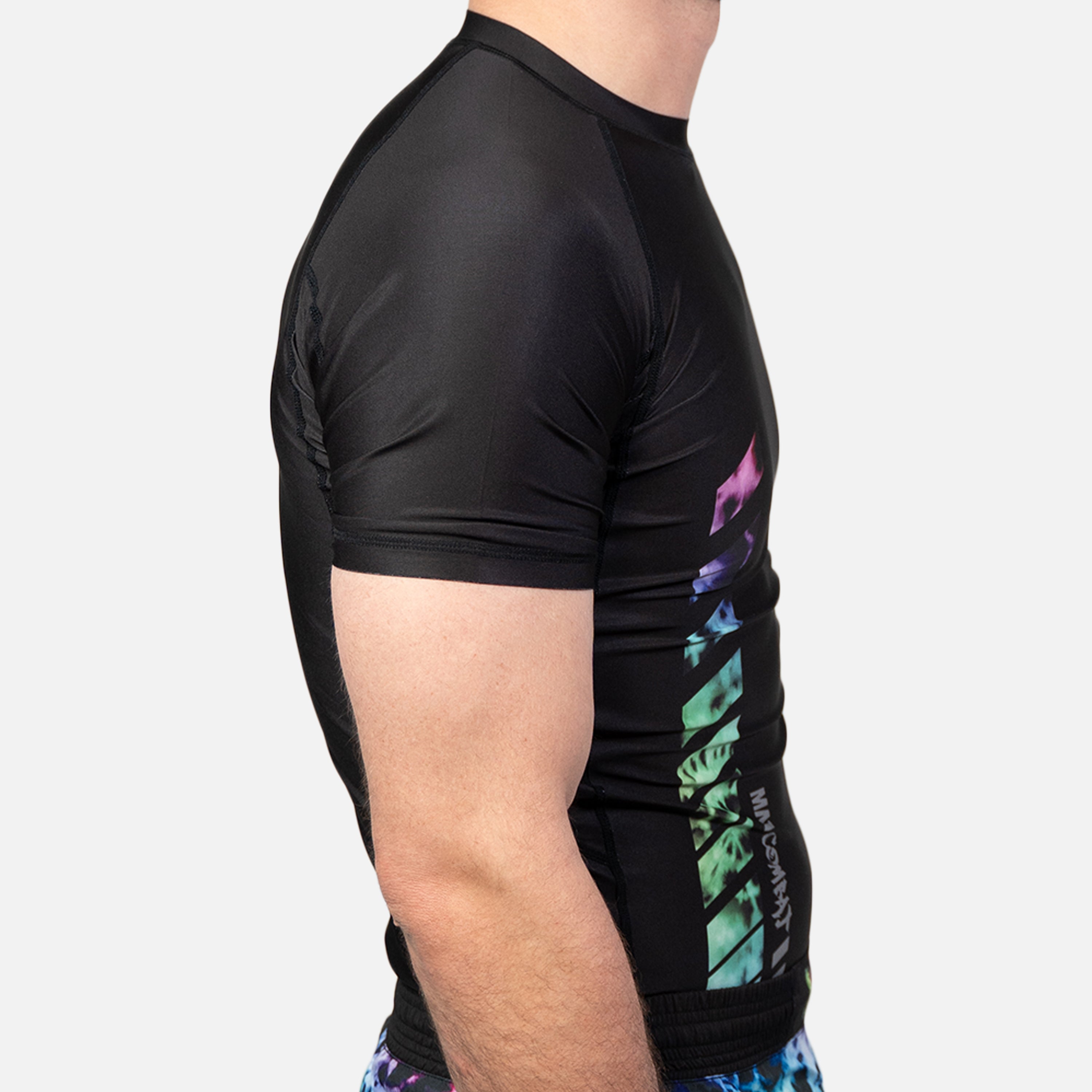 MA1 Tie Dye Black Logo Short Sleeve Rash Guard