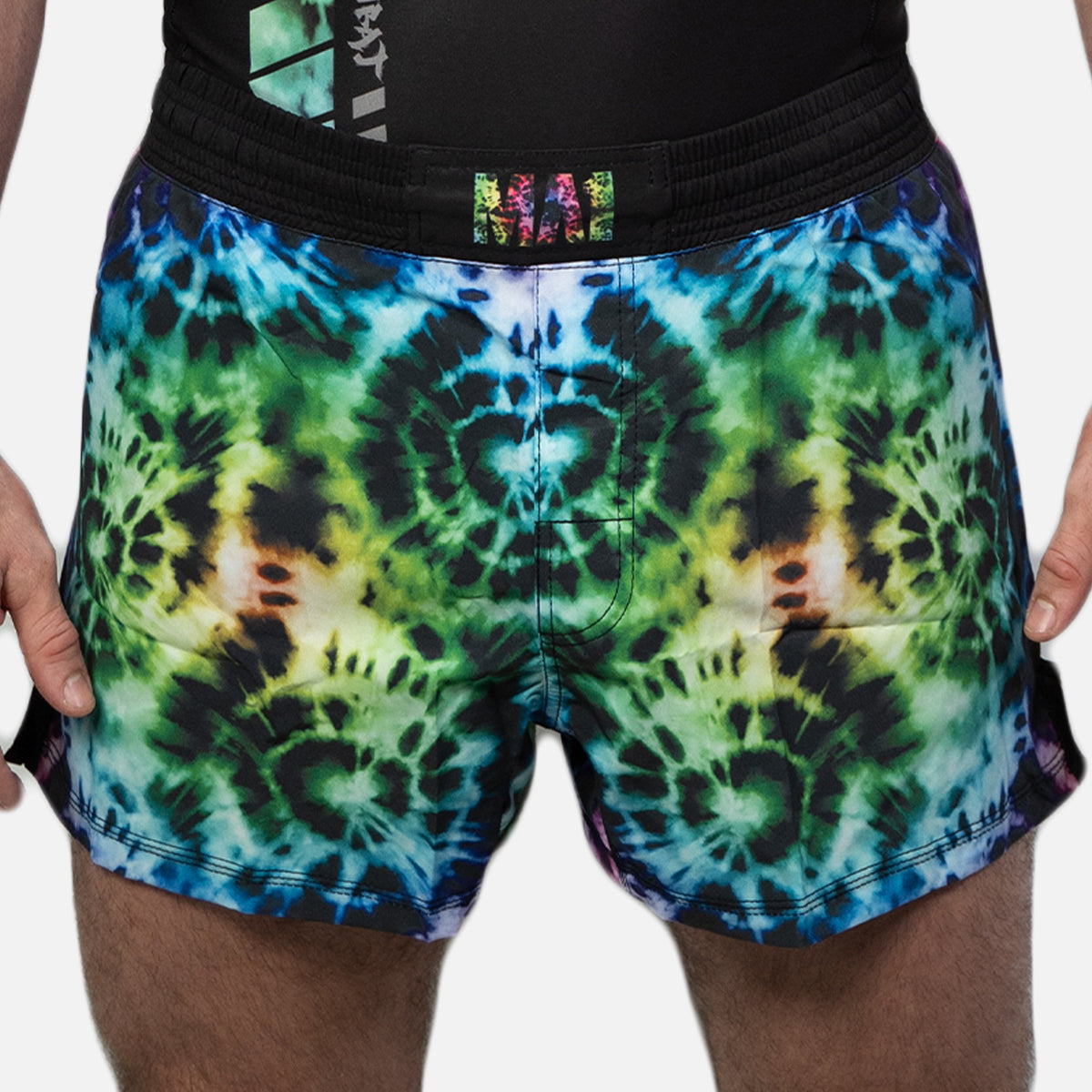 MA1 Tie Dye Black High Cut MMA Shorts - product photo 2