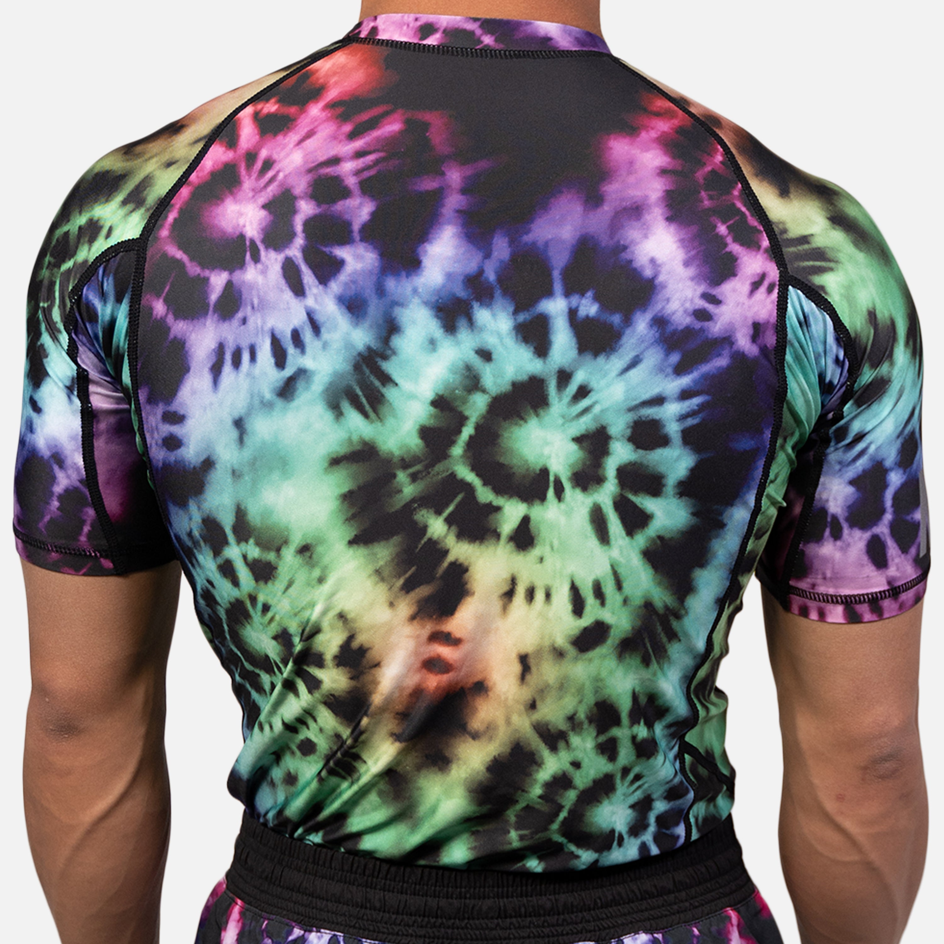 MA1 Tie Dye Black Short Sleeve Rash Guard