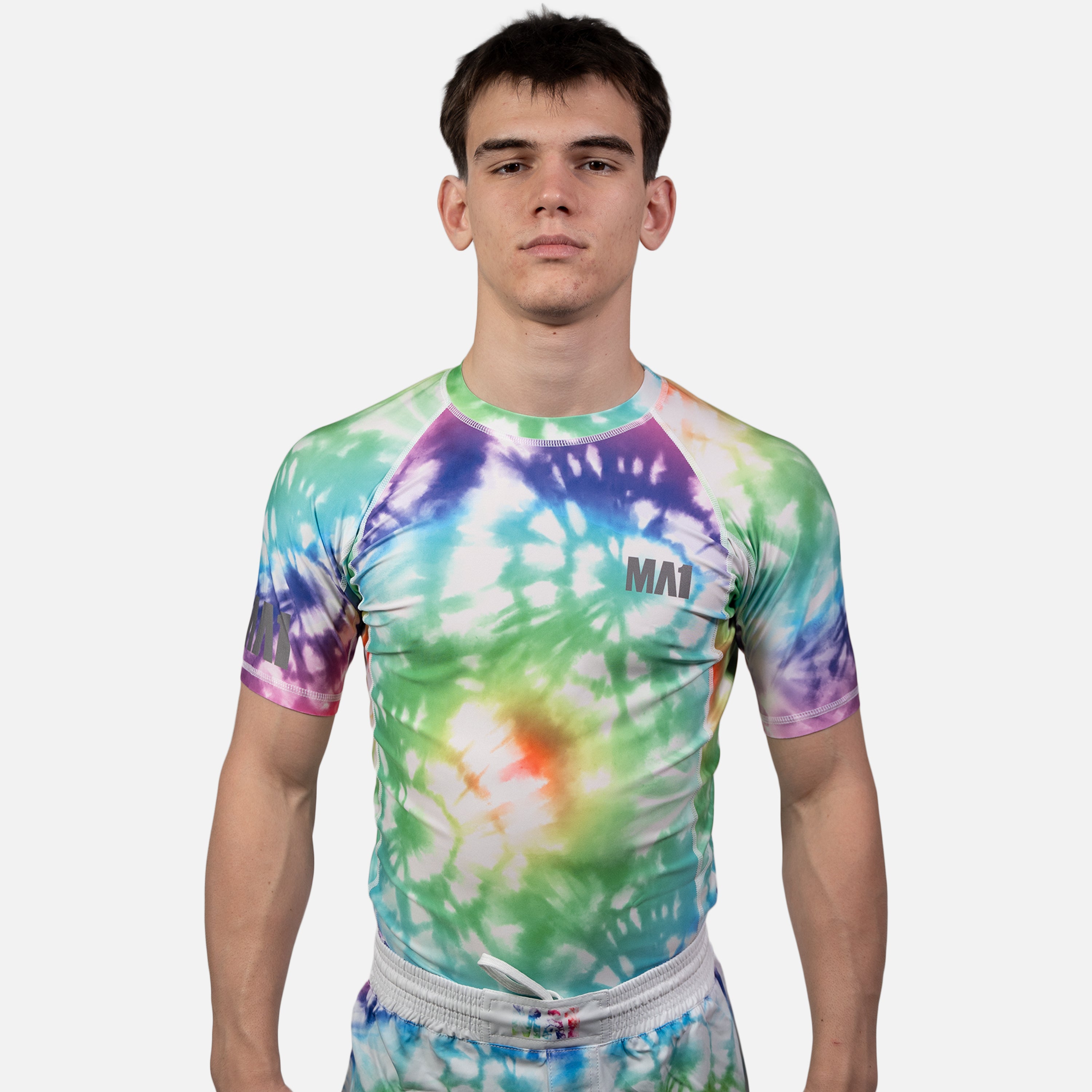 MA1 Tie Dye White Short Sleeve Rash Guard