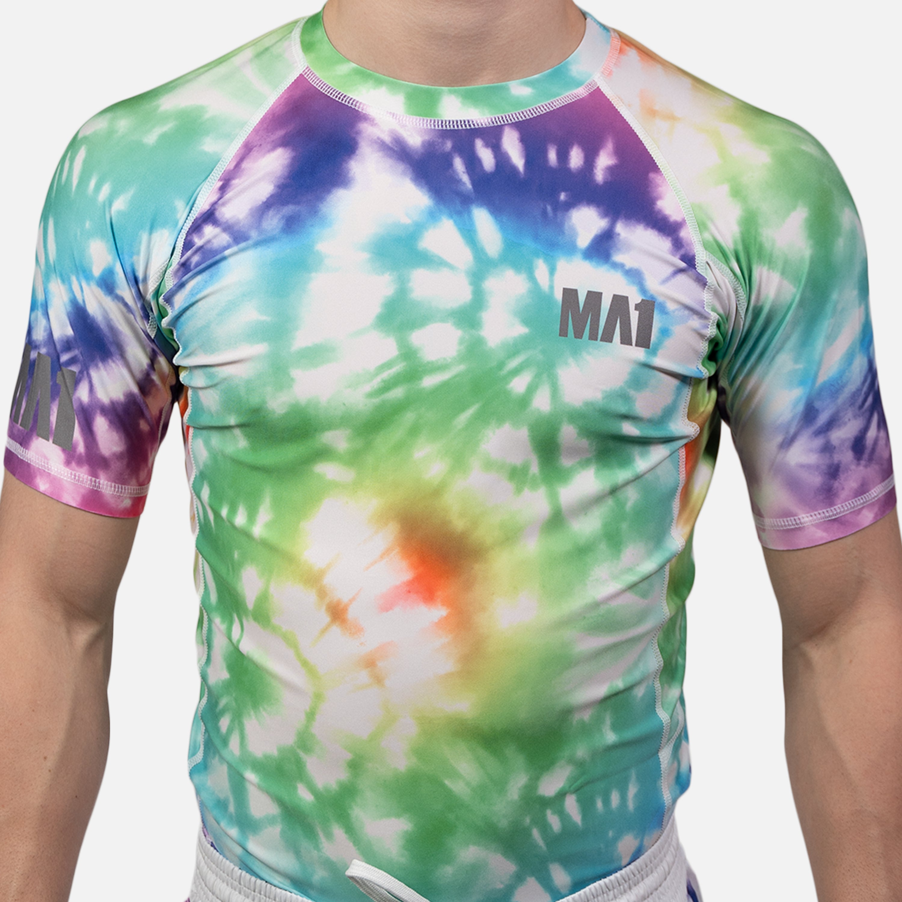 MA1 Tie Dye White Short Sleeve Rash Guard