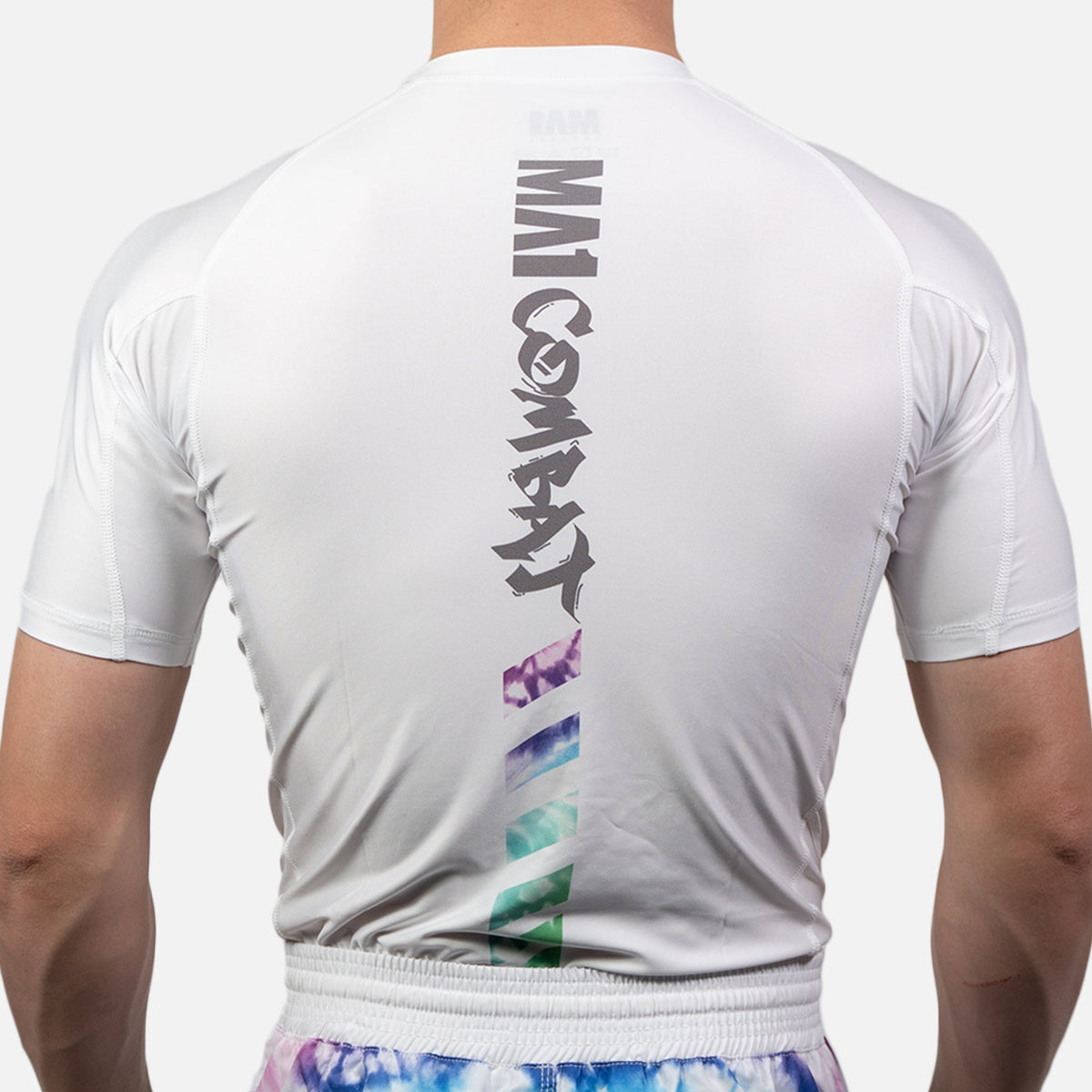MA1 Tie Dye White Logo Short Sleeve Rash Guard - product photo 4