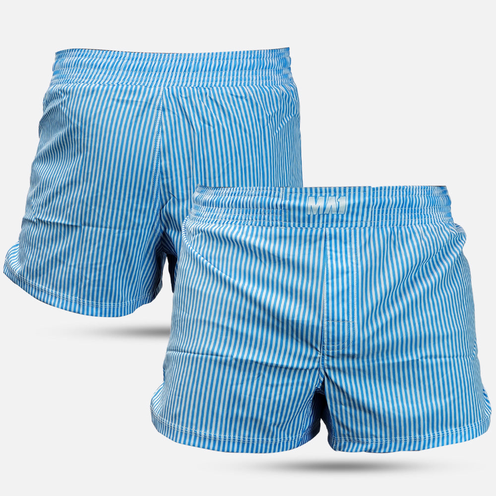 MA1 BLUE AND WHITE PINSTRIPE MMA SHORTS