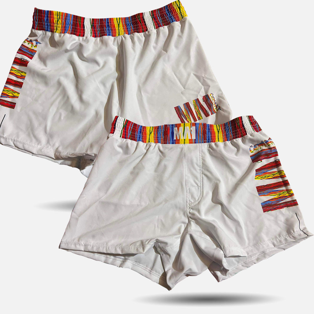 MA1 Chaotic Knit Logo White High Cut MMA Shorts