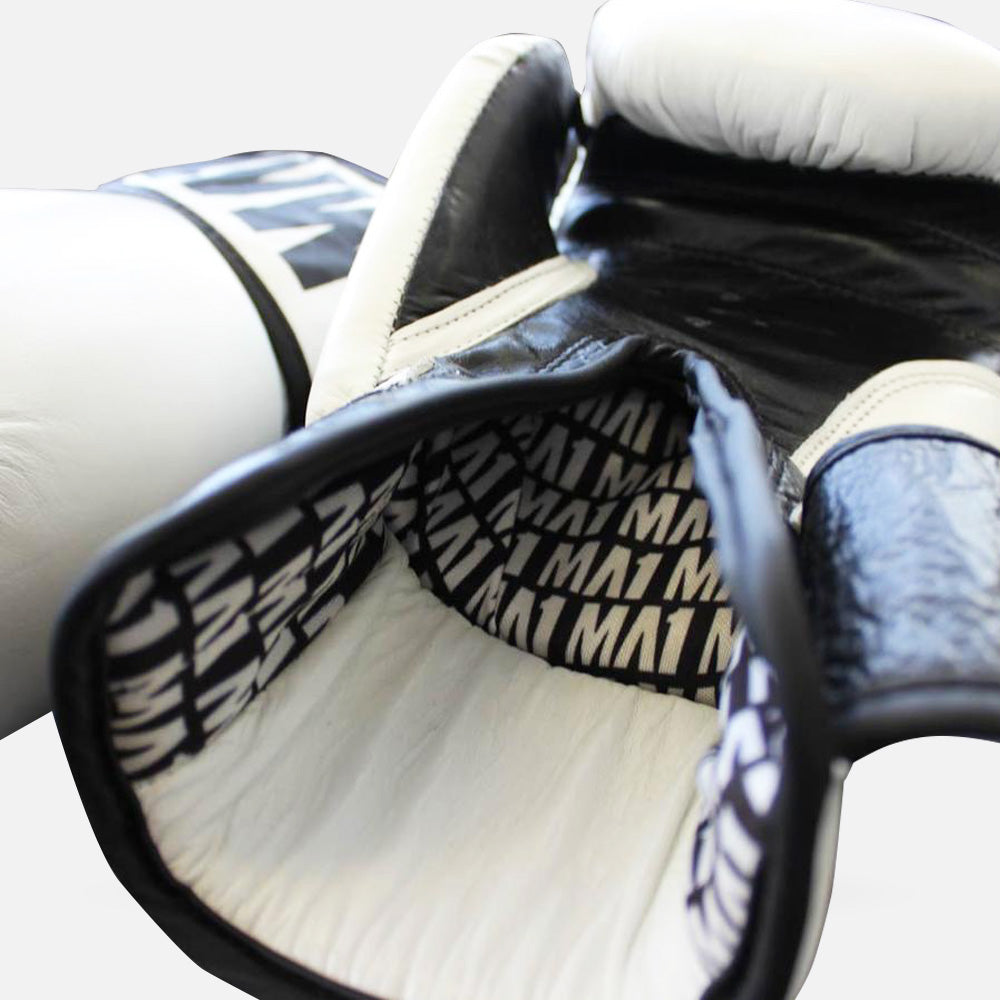 MA1 Elite Leather 16oz Boxing Gloves - White