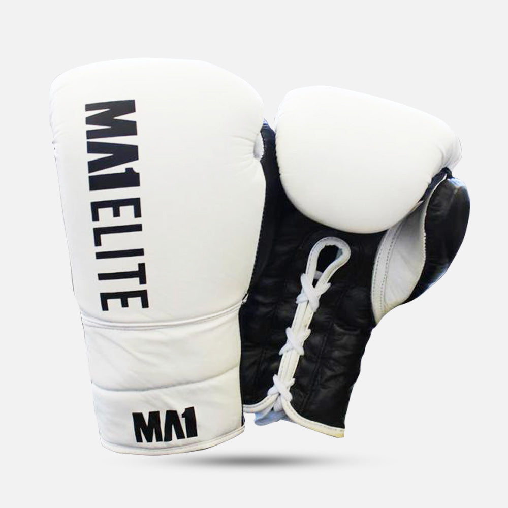 MA1 Elite Leather Lace up Gloves - White