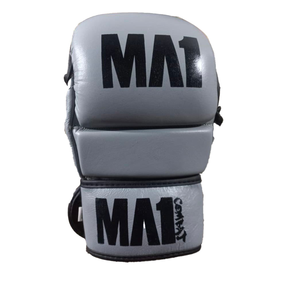 MA1 Grey Elite Leather MMA Sparring Gloves