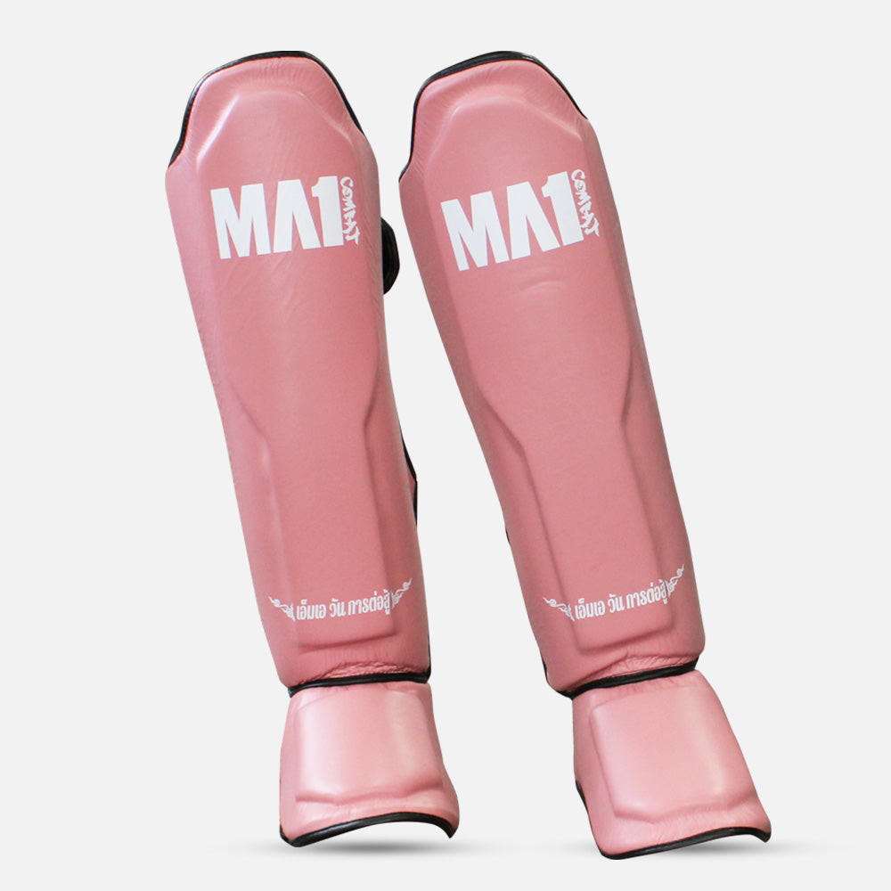 MA1 Thai Made Pink Leather Muay Thai Shin Guards